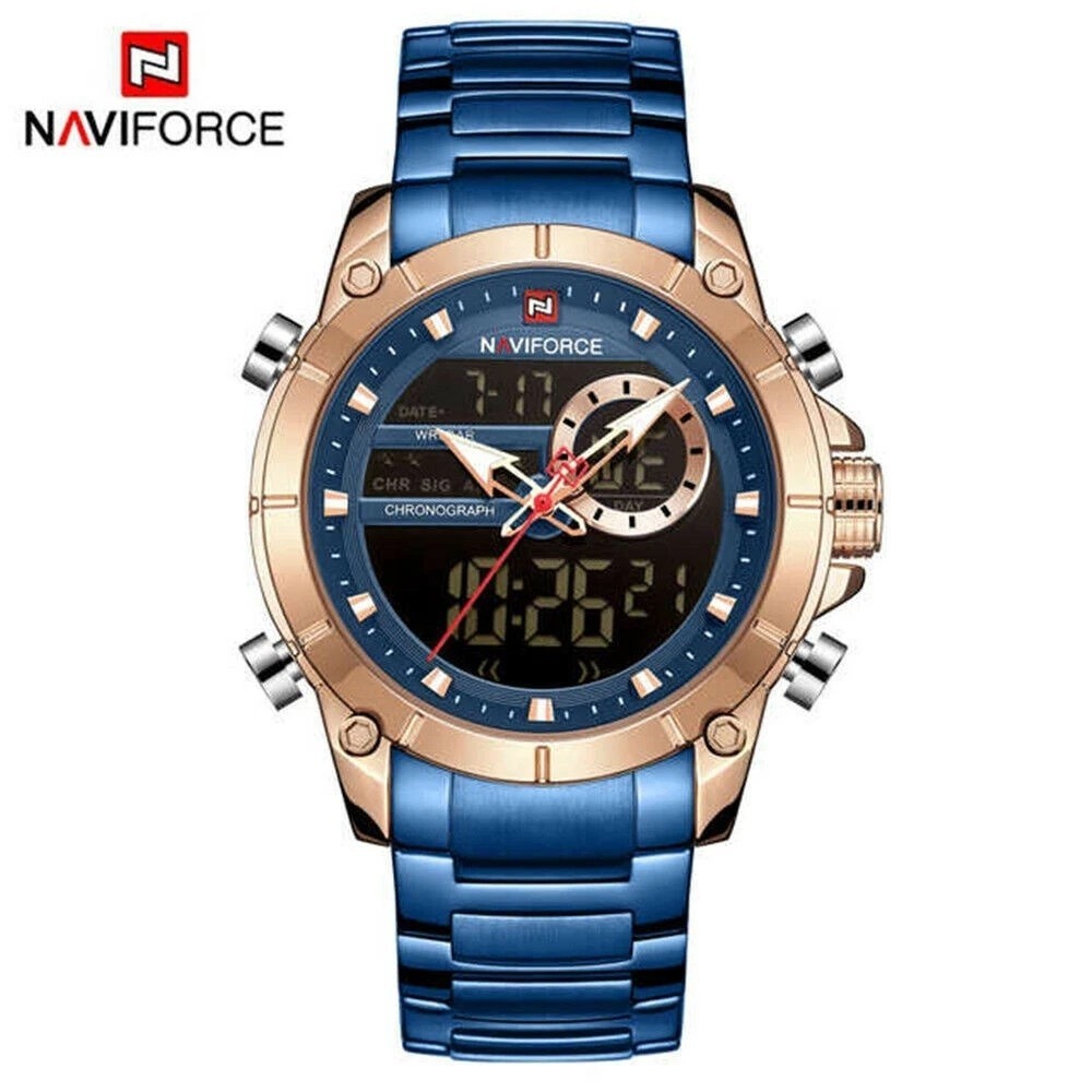 Naviforce Dual Display Watch in Stainless Steel For Men‎